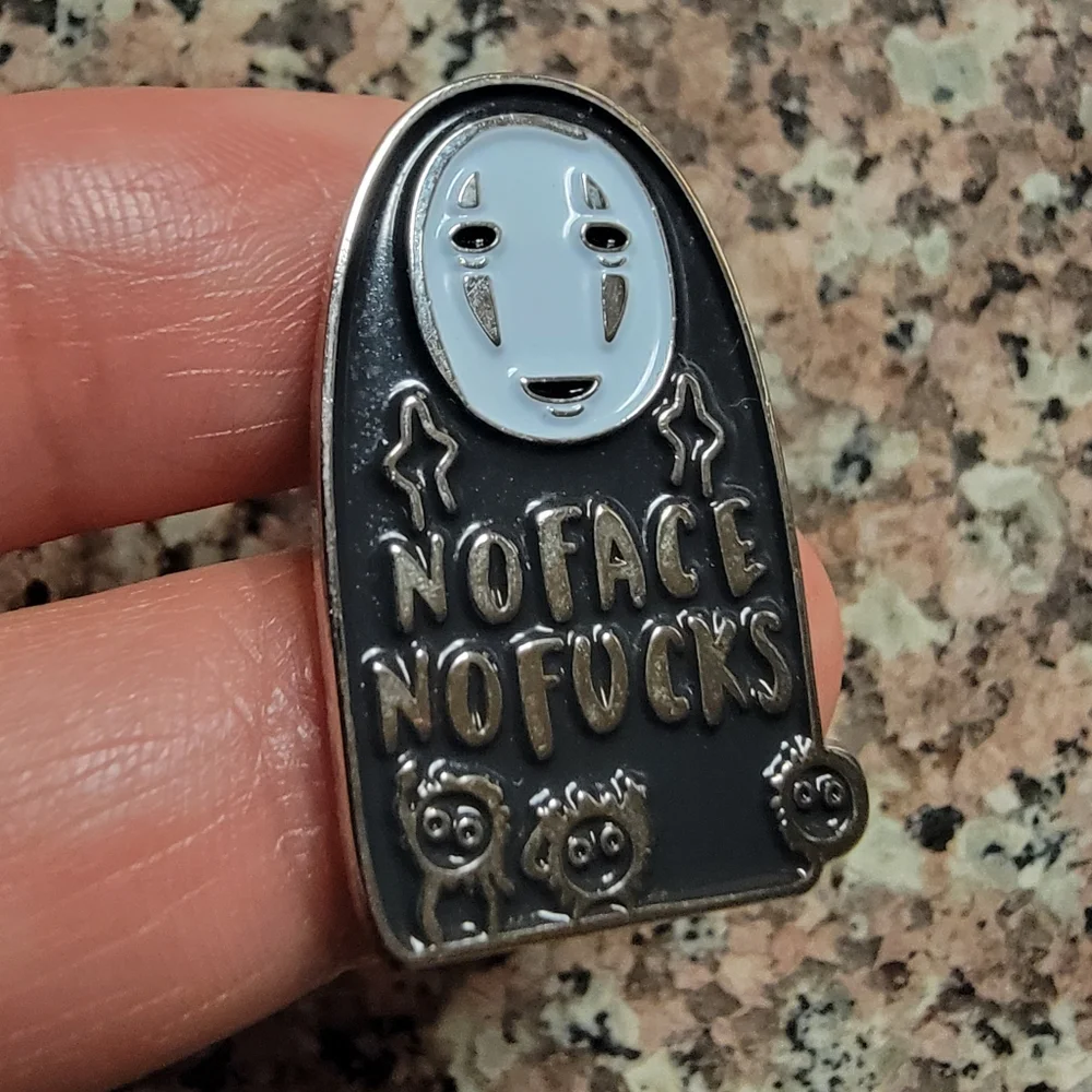 *2 for $13* Studio Ghibli No-Face Kaonashi No Face No F.ucks Given Enamel Pin - Picture 2 of 4